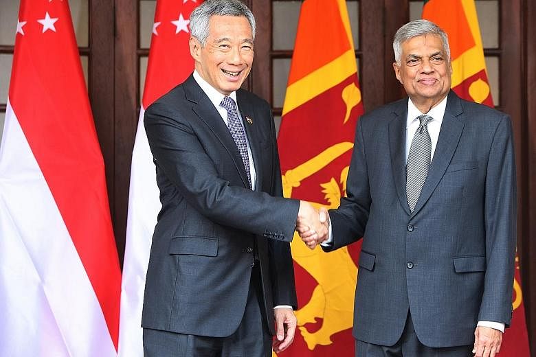 PM Lee meeting Sri Lankan Prime Minister Ranil Wickremesinghe. PM Lee noted that the current Sri Lankan government is on a path of economic liberalisation and wants more trade and investments.