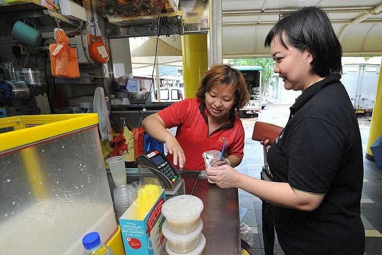 From April, people will be able to tap their ez-link cards, including concession cards, on Nets terminals to pay for food and drinks in selected hawker centres.