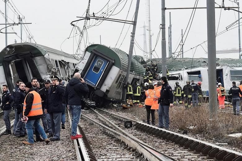 The accident occurred early in the morning near Segrate in Milan's north-eastern suburbs, and many of the passengers were on their way to work or were students.