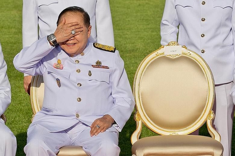 Thailand's Deputy Prime Minister Prawit Wongsuwan sporting what looked like a diamond ring and a Richard Mille watch costing over $100,000 in a photo taken last December.