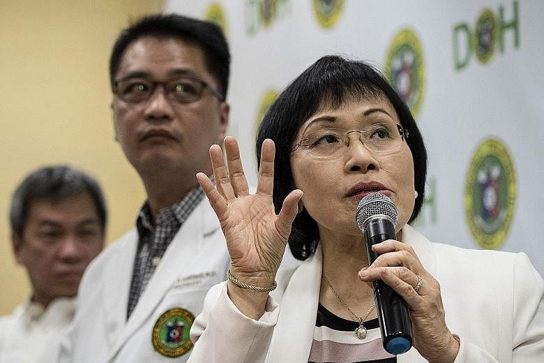 Dr Juliet Sio-Aguilar, head of the Philippine General Hospital expert panel, at a press conference yesterday regarding the Dengvaxia vaccine.