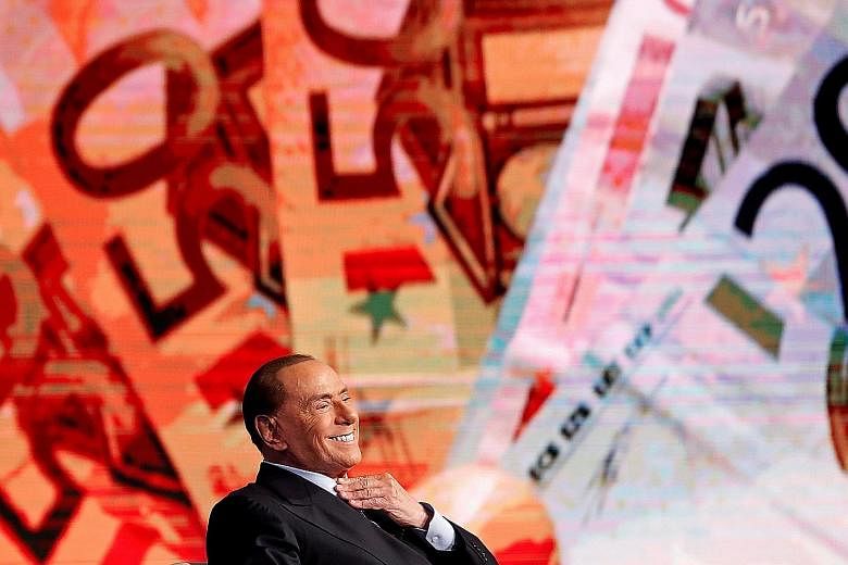 Mr Silvio Berlusconi and his associates are predicted to get a third of the votes to be cast on March 4, largely on promises to cut taxes and postpone the reform of pension payments.