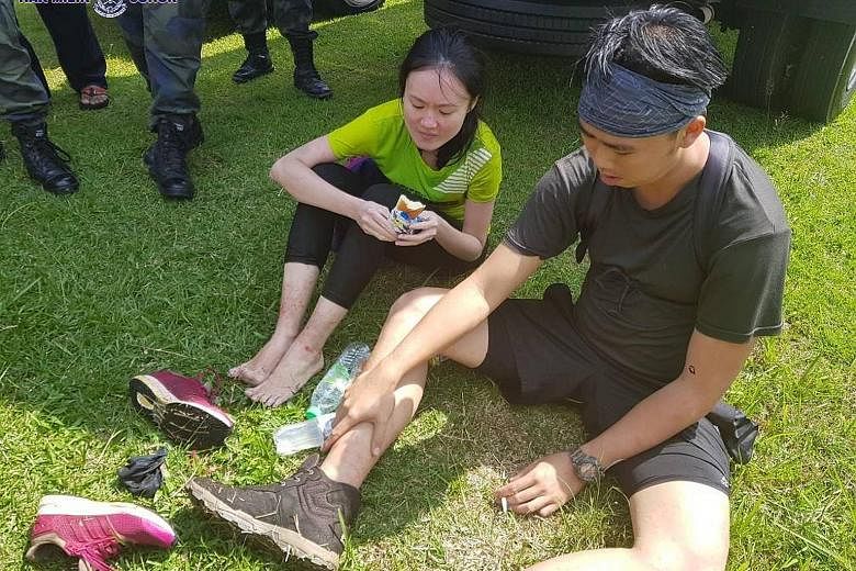 Mr Dominick Tan Chang Xiang and Ms Lum Jie were rescued by boat yesterday morning after rescuers in a helicopter spotted them near Ulu Choh Dam. They were taken to Pontian Hospital. The doctor who examined them said they had minor scratches and were 
