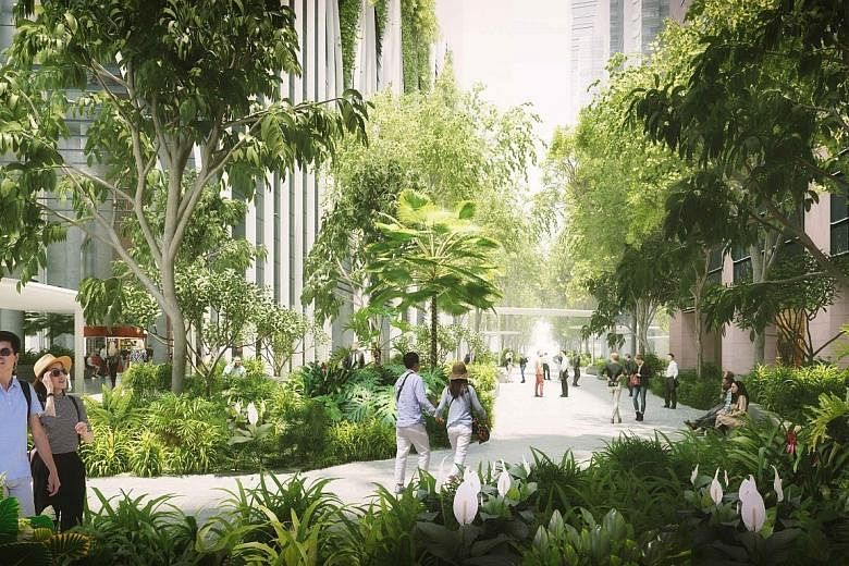 An artist's impression of the 12,500 sq ft public park. It is among a slew of moves aimed at making the area greener and a "vibrant people-friendly zone", said National Development Minister Lawrence Wong.