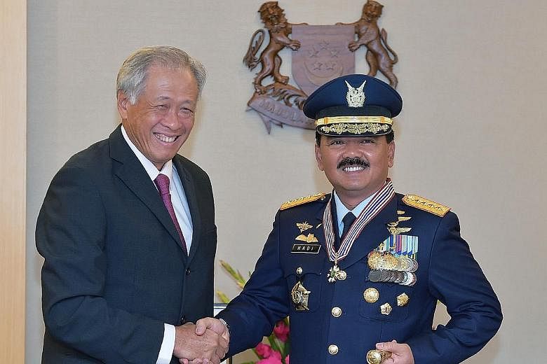 Indonesia's armed forces chief Hadi Tjahjanto has received a prestigious Singapore military award for his role in strengthening defence ties between the Indonesian Air Force and the Republic of Singapore Air Force (RSAF) in his previous capacity as C