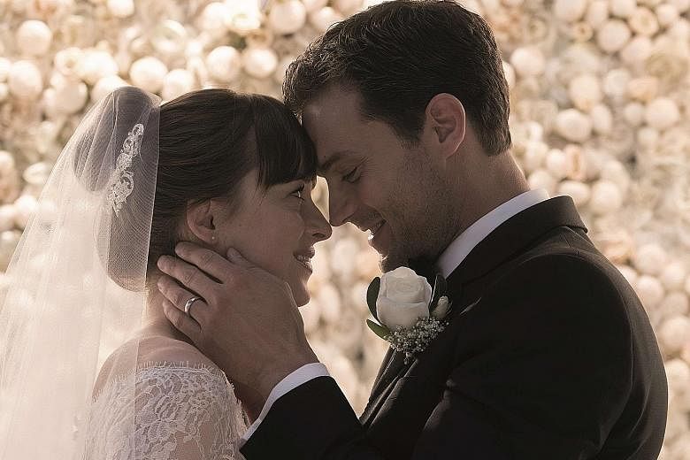 Fifty Shades Freed, starring Dakota Johnson and Jamie Dornan (both above), reaped $51.4 million at the North American box office over the weekend.