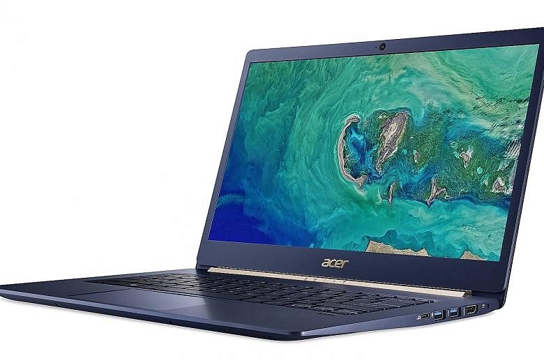 The Acer Swift 5 ultrabook clocked about 6 hours and 20 minutes in The Straits Times' video-loop battery test.