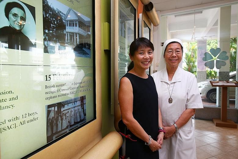 Canossa Convent Primary principal Eugenie Tan and Sister Marilyn Lim. The school deliberated for two years about taking in boys.