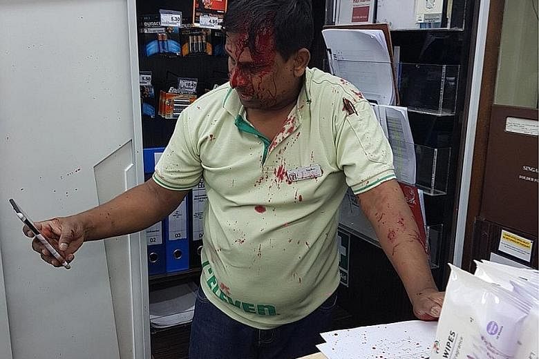 The 7-Eleven employee was sent to Changi Hospital where he received outpatient treatment.