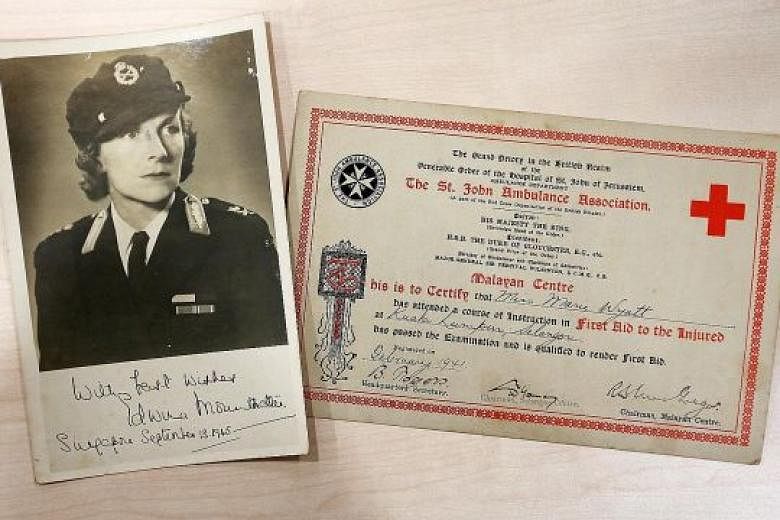 (Above) An autographed photo of Lady Edwina Mountbatten and a certificate given to Mr Wyatt's aunt who was a volunteer nurse. 