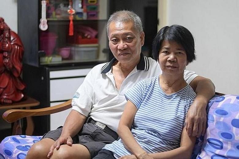 Mr Teo Eng Hong and his wife Liau Cheok Huey, who agreed to receive a kidney from Mr Teo in 2009 after four years of dialysis. Mr Teo, who was the first beneficiary of the NKF's Kidney Live Donor Support Fund, said he does not have to worry about tra