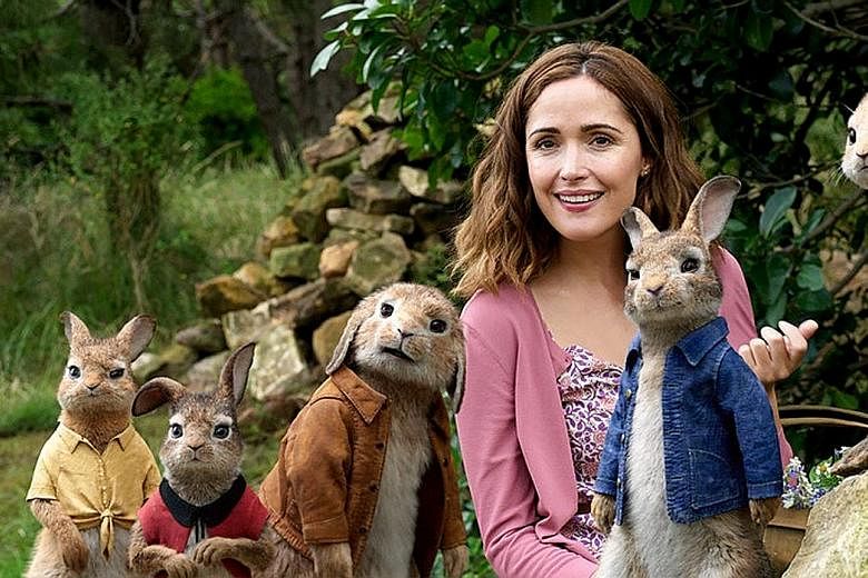 Rose Byrne, the crush of Mr McGregor the farmer, and the realistically rendered rabbits in Peter Rabbit.