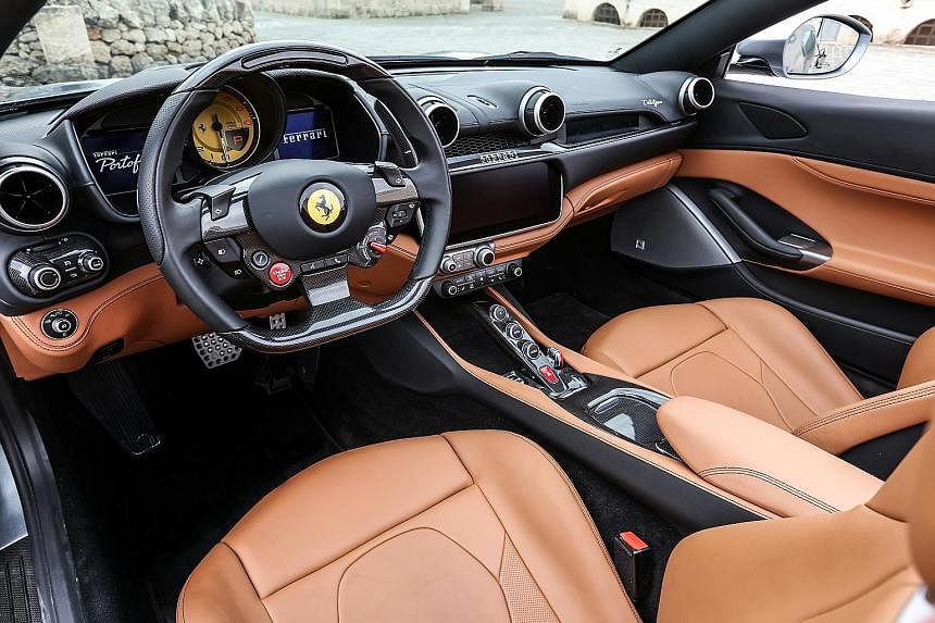 The Ferrari Portofino boasts electric power steering, which provides assistance for various driving situations and resulting in a sharper, more responsive car.
