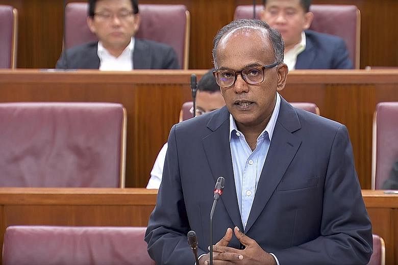 Police and SCDF personnel at a mock hostage situation involving gunmen and victims at a coffee shop. Mr K. Shanmugam said the Home Affairs Ministry will play the lead role in the battle against terrorists, with the police as the "first and main respo
