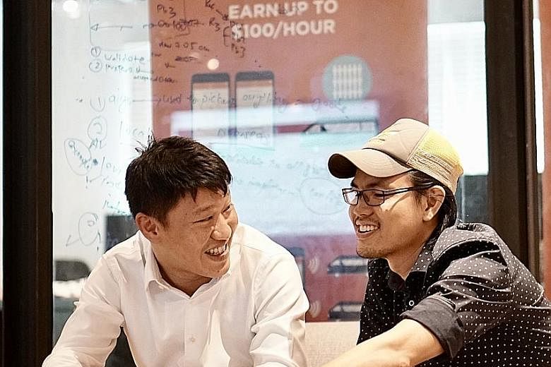 Co-founders Arthur Chua (left) and Jarrold Ong want their service to be 25 per cent slower than cabs but 75 per cent cheaper.
