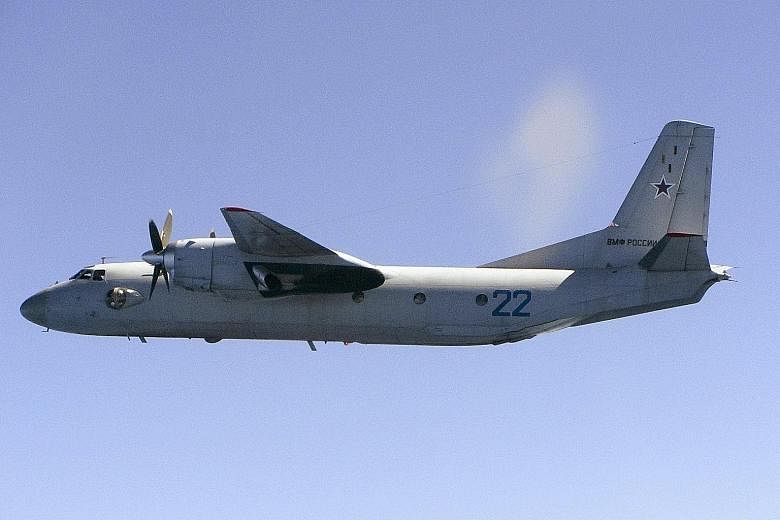 A photo provided by the British Ministry of Defence in 2015 of a Russian Antonov An-26 aircraft. The Russian defence ministry said an An-26 crashed at Russia's Hmeymim air base in Latakia Province yesterday.