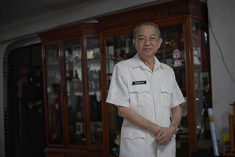 Mr Richard Quek, who put on his old uniform for the photo, was a driving tester for over 30 years. The retired Chief Tester of Traffic Police advises those taking the driving test to keep calm and treat the tester like he is the instructor, adding: "