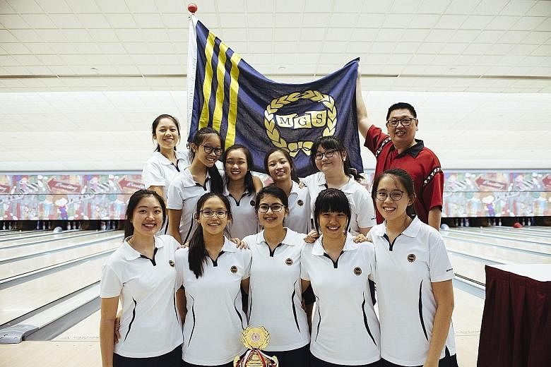 Methodist Girls' School after clinching the Schools Nationals girls' B division championsip yesterday. They beat the Singapore Sports School with a lower team score.