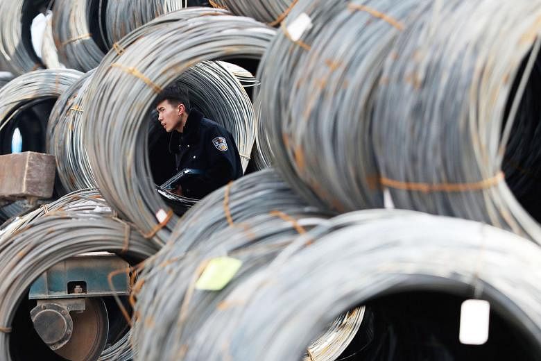 Steel products stored at a market in Shenyang, China's Liaoning province. President Donald Trump's plan to impose tariffs on aluminium and steel imports has been condemned by the World Trade Organisation and America's allies, including Canada and Sou