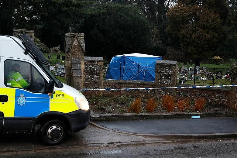 The authorities set up a tent around the grave of Mr Alexander Skripal, son of Russian former spy Sergei Skripal, at the London Road Cemetery in Salisbury last Friday. The authorities said they had not exhumed any bodies, but the forensic activities 