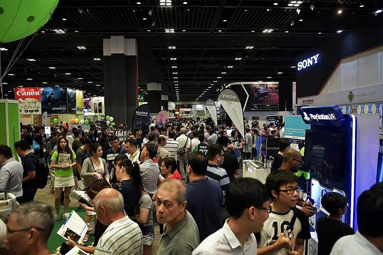 Those looking to buy new gadgets can get cash vouchers for these purchases by trading in their old gadgets - including video game consoles, televisions and cameras - at the annual IT Show, which is now into its 17th year. Mr Vadzim Tsitou, the Asia p