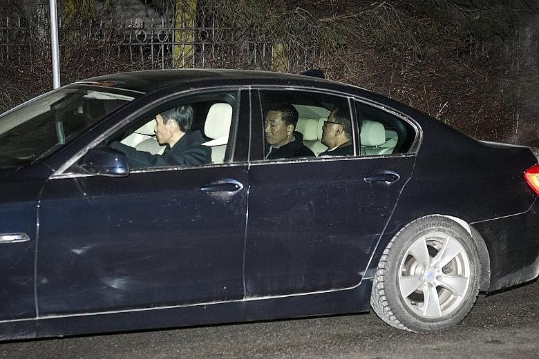 Foreign Minister Ri Yong Ho and his delegation arriving at the North Korean embassy in Sweden, which is a possible venue for the meeting between US President Donald Trump and North Korean leader Kim Jong Un.