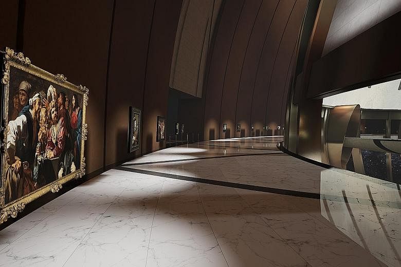 A rendering provided by the Kremer Collection showing how Matthias Stom's Christ Chasing The Moneychangers From Temple would appear in the virtual Kremer Museum. Collectors George and Ilone Kremer are rolling out a mobile app that will allow people t