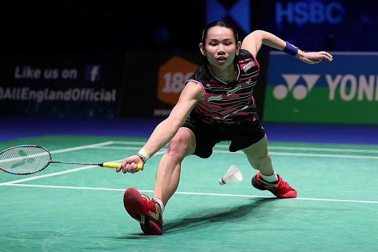 World No. 1 Tai Tzu-ying on her way to beating Akane Yamaguchi, the World Super Series title holder, 22-20, 21-13 in yesterday's All England final.