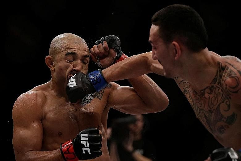 American Max Holloway giving Jose Aldo a tough time at UFC 212 in Rio de Janeiro last June. Two losses to Holloway have dented the Brazilian's reputation and he is eager to prove that he can still contend at the top level.