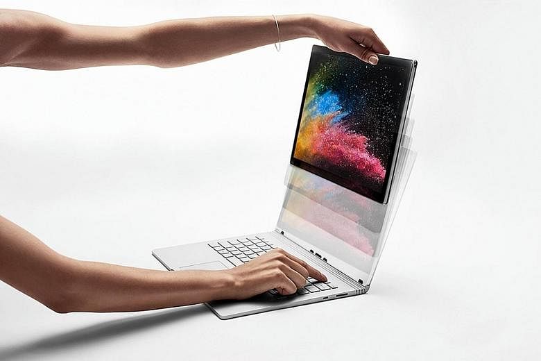 The Microsoft Surface Book 2 can be used for graphics editing or gaming when attached to its keyboard with a dedicated graphics chip.