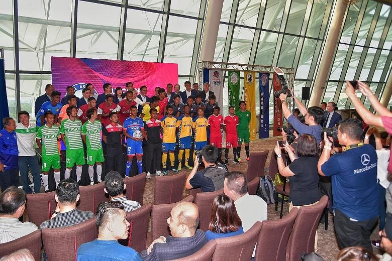 Players and officials from eight football clubs were at the rebranding of the S-League to the Singapore Premier League yesterday. One of the league's four key areas of focus is to become a premium platform for aspiring players, where youth developmen