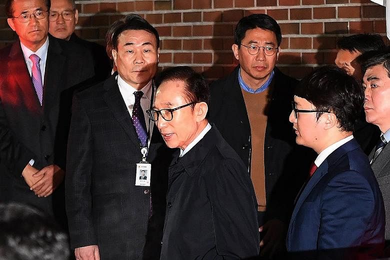 ROH TAE WOO: 1988-1993 Convicted on charges of corruption and sedition, he received a 221/2-year jail sentence in 1996, and a presidential pardon in 1997. LEE MYUNG BAK: 2008-2013 Arrested yesterday for bribery, embezzlement and tax evasion. He is ac