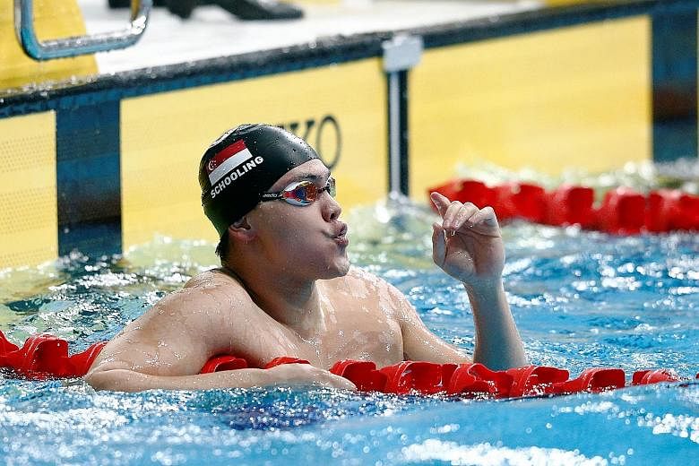 Joseph Schooling after winning the 50m butterfly at last year's SEA Games. He is up against fierce rival Caeleb Dressel in the 100-yard fly in Minneapolis.