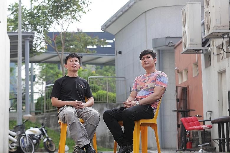 Technician Allan Ong (far left) and Mr Kyaneth Soo, who is now self-employed, were detained at the President's pleasure for about 13 years and six months each before being released in 2012. Z, the teen detained for knifing to death Ms Annie Leong und