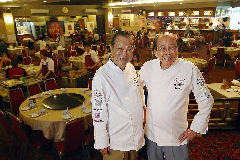 Red Star Restaurant's founders and master chefs Hooi Kok Wai (far left) and Sin Leong share the Special Recognition accolade, which is being given out for the first time. Winning the Lifetime Achievement award is an early birthday present for chef Vi