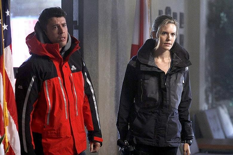 The Hurricane Heist stars Toby Kebbell and Maggie Grace (both above).