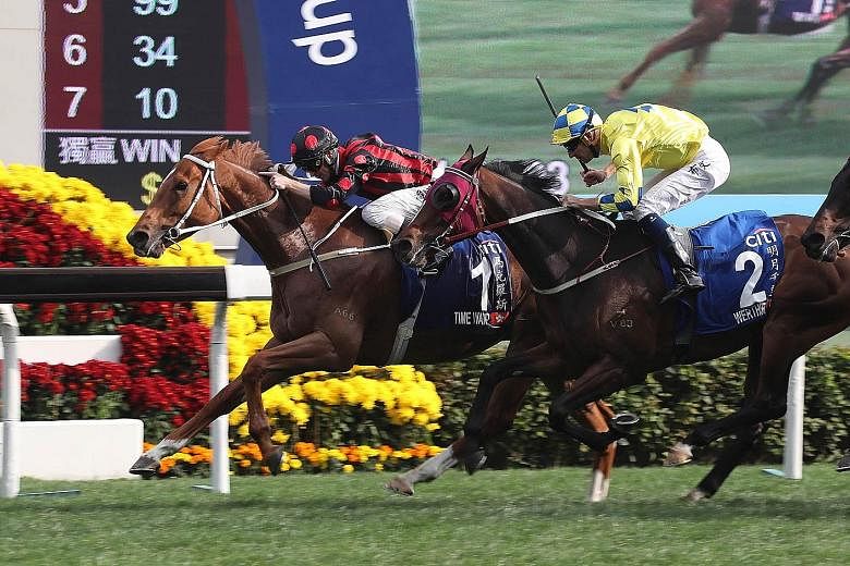 Time Warp (No. 1) winning the Group 1 Citi Hong Kong Gold Cup on Feb 25. He will be hard to run down if he is able to dictate in front in tomorrow's Group 2 The Chairman's Trophy at Sha Tin.