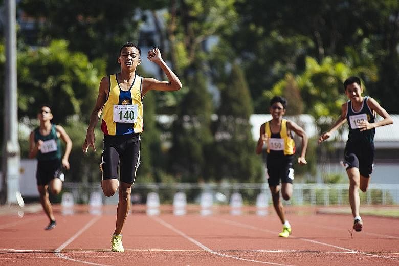 Lower secondary school students competing in the 400m final at the Choa Chu Kang Stadium. Research findings support physical activity interventions incorporated into children's regular school days, with students found to do better in mathematics and 