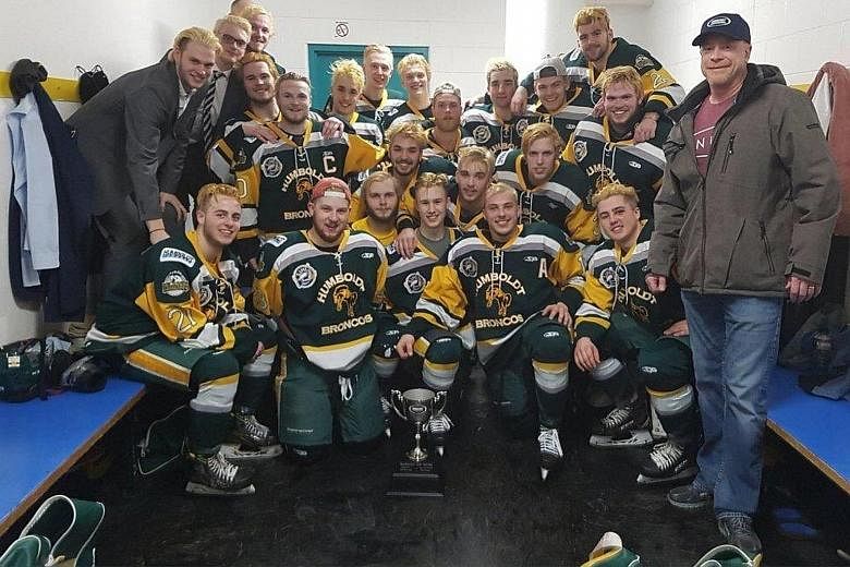 The Humboldt Broncos in a photo on the team's Twitter handle. The bus carrying the Canadian junior ice hockey team to a game was involved in a crash with a semi-trailer truck on Friday.