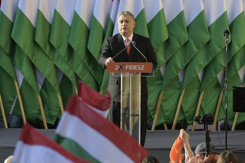 Prime Minister Viktor Orban campaigning on Friday, during the final rally ahead of Hungary's general election today.