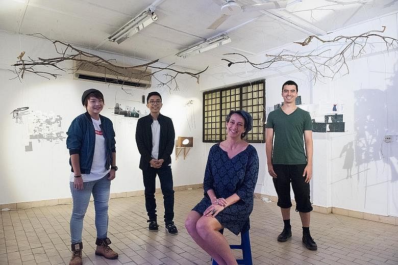 The multimedia works shown in a Queenstown Residents' Committee centre are created by photographer Kee Ya Ting, designer Zachary Chan, artist-researcher Lucy Davis and sound artist Zai Tang.