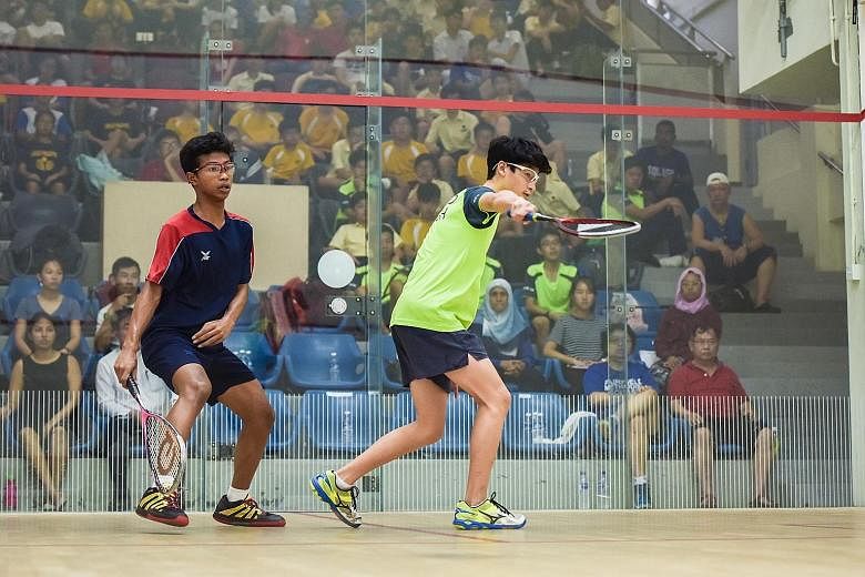 Outram Secondary School squash player Muhd Ridwan was the only one from his team to win a game against Fairfield Methodist School (Secondary), albeit he ended up losing 1-3 to his opponent Gabriel Chow. Fairfield stormed to a 5-0 victory over Outram 