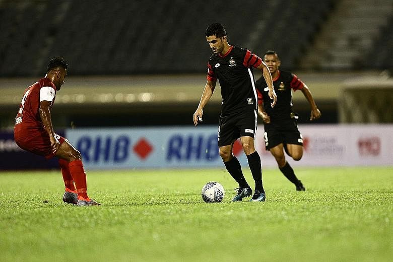 DPMM's Iranian striker Mojtaba Esmaeilzadeh (right) impressed against Home United with a goal and is one to watch tomorrow when his side take on Albirex Niigata.