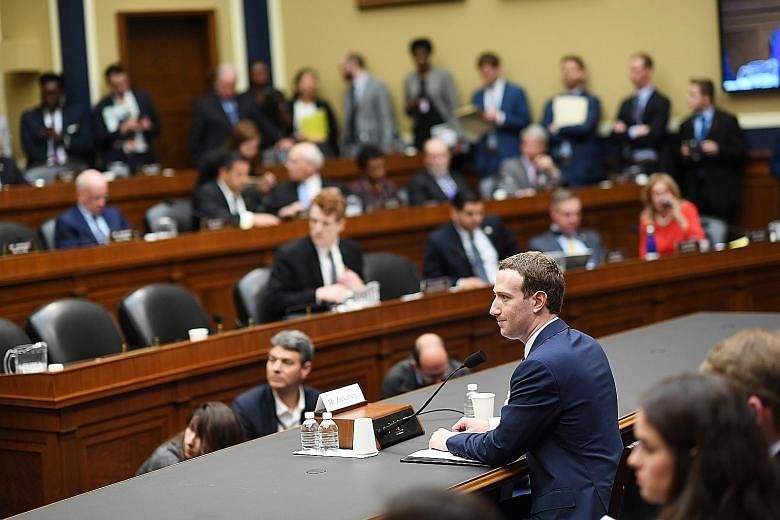 Facebook chief executive Mark Zuckerberg appearing before the House Energy and Commerce Committee on Wednesday in Washington. He faced a series of questions not just on data security, but also on advertising policy and liberal political bias.