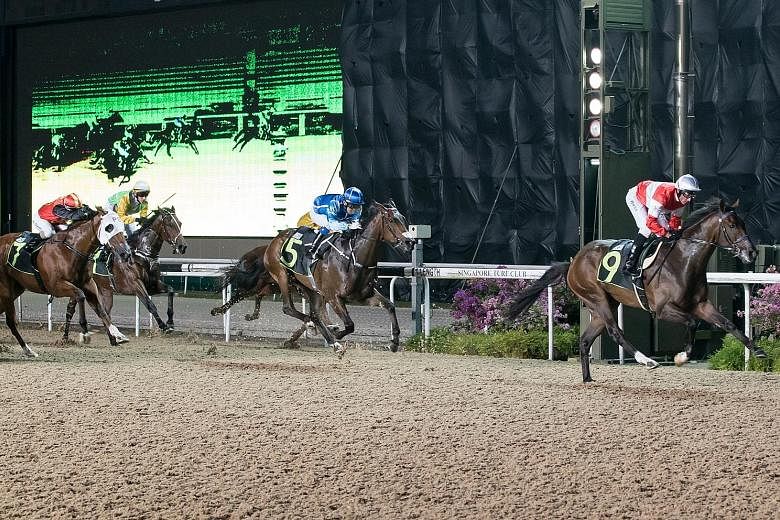 Wecando stepping up on his debut second to score an emphatic victory in Race 2 at Kranji last night.