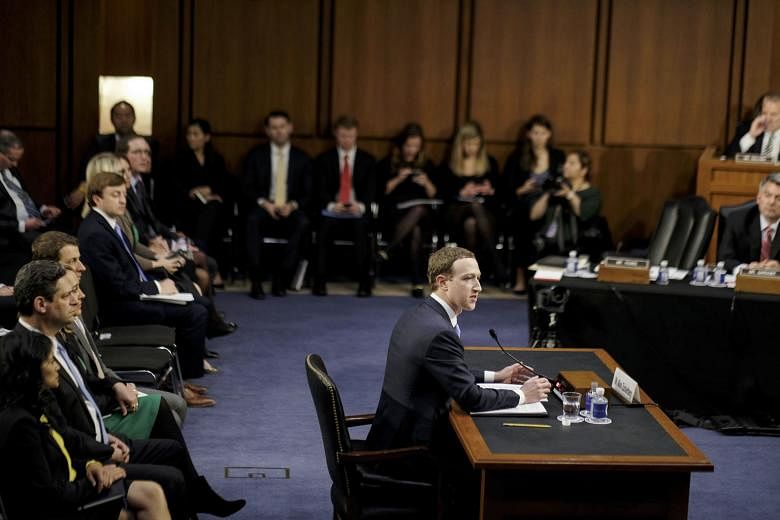 Facebook CEO Mark Zuckerberg at a Senate hearing in Washington this week. Privacy advocates want US lawmakers and regulators to have a pointed discussion about the stockpiling of personal data at the core of the giant social media company's business.