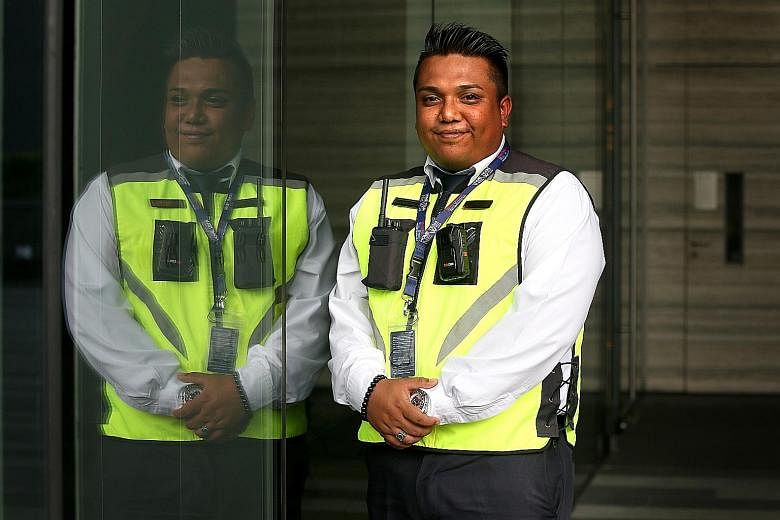 Senior security supervisor Nizar Jazli, who is stationed at Metropolis business centre near Buona Vista MRT station, says fewer drivers argue with him when he tells them to move their cars since he started wearing a body camera.