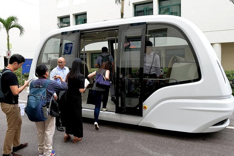 The driverless vehicle can travel at speeds of up to 40kmh and is able to take 24 people at a time.