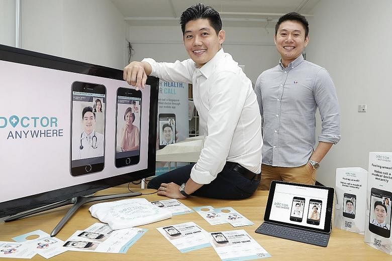 Mr Lim Wai Mun (far left), CEO and founder of telehealth start-up Doctor Anywhere, and co-founder Jeffrey Fang decided to become entrepreneurs after seeing a gap in the accessibility of healthcare. Both used to work at Temasek Holdings.