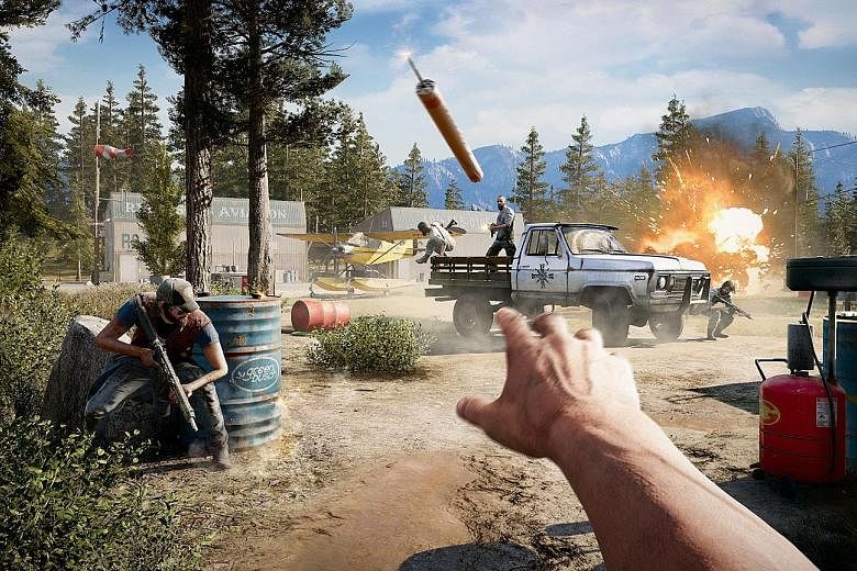 Far Cry 5 (left) is a fitting continuation in the series known for its sprawling, open-ended gameplay.